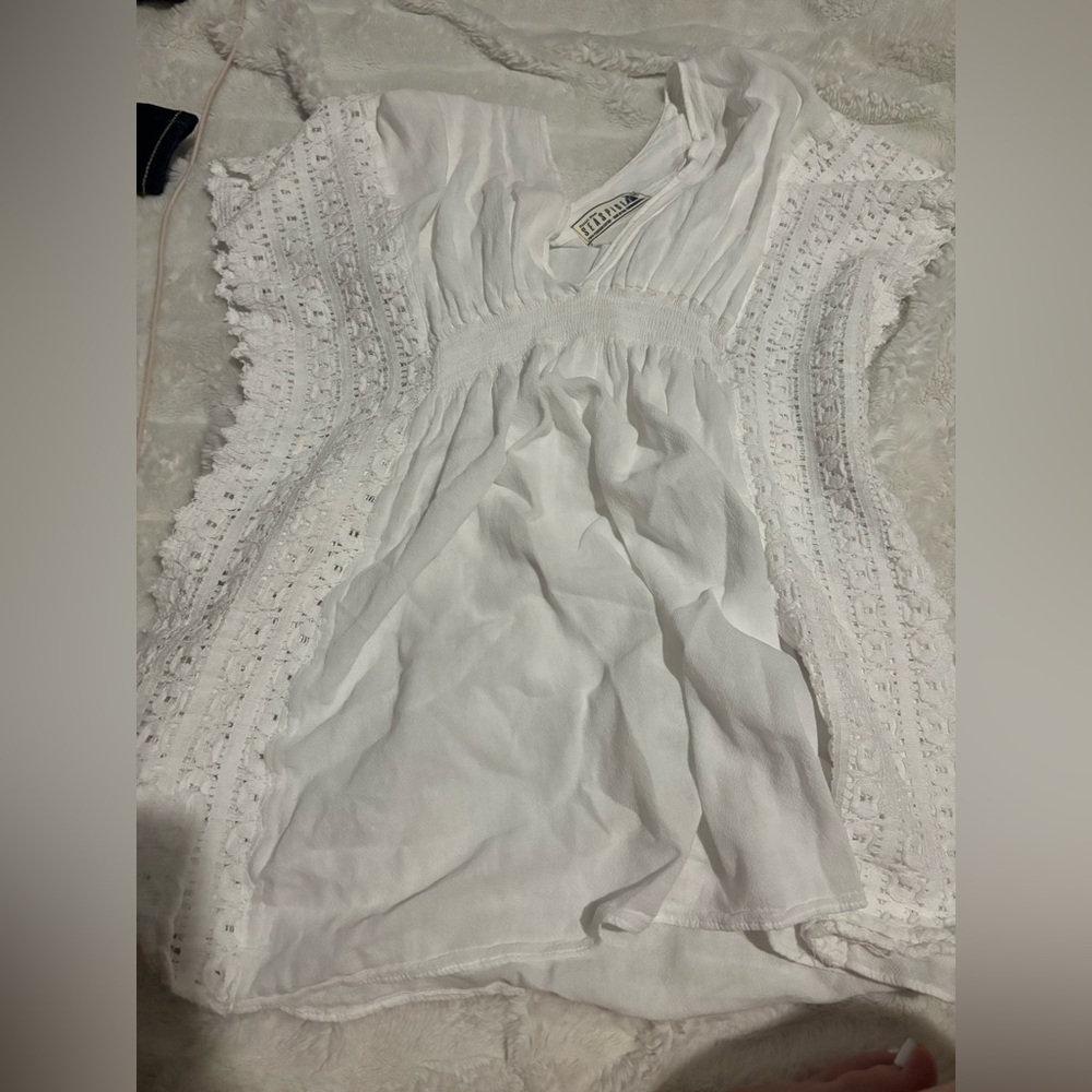 Torrid White Lace Trim Blouse